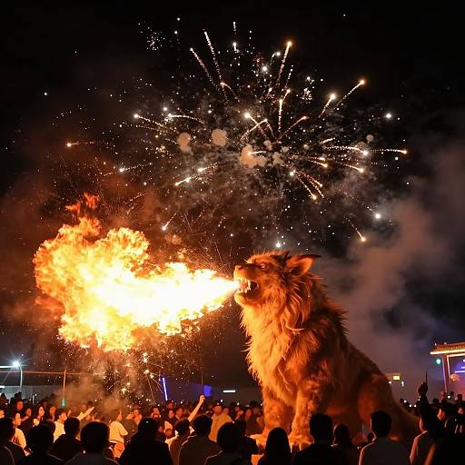 Mythical Beast Breathing Fireworks