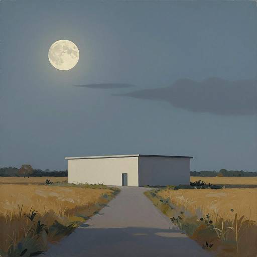 Minimalist Moonlit Rural Building