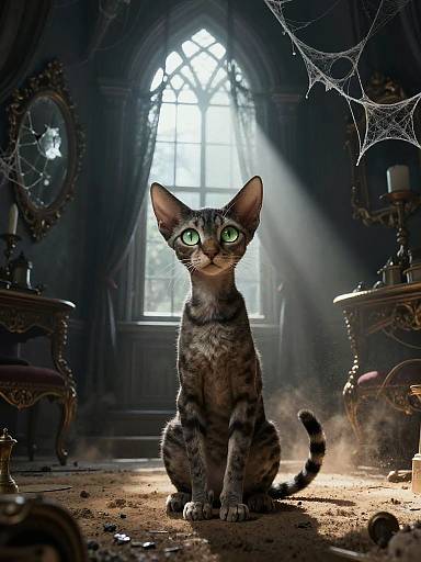 Spooky Stylized Gothic Cat Portrait