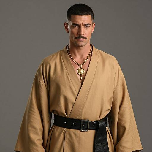 Rugged Handsome Man in Cinched Robe