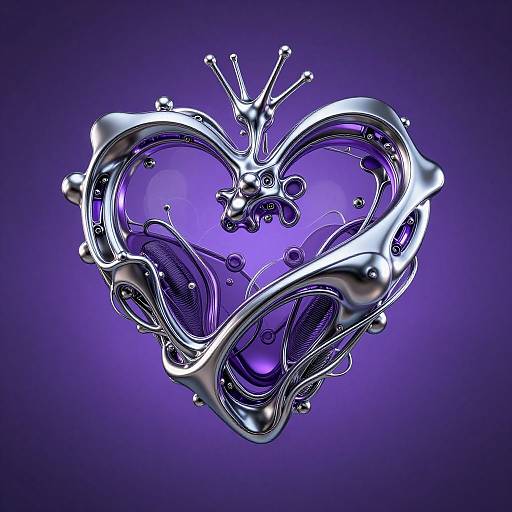 Futuristic Metallic-Organic Heart Art