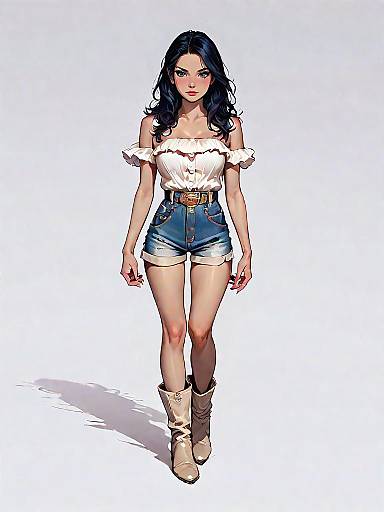 Stylish Bohemian Woman in Denim Shorts