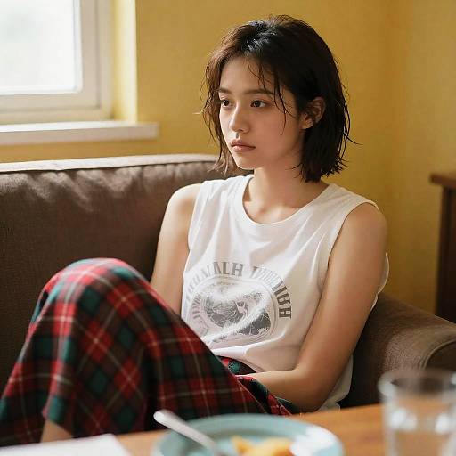 Cozy Indoor Scene with Young Woman