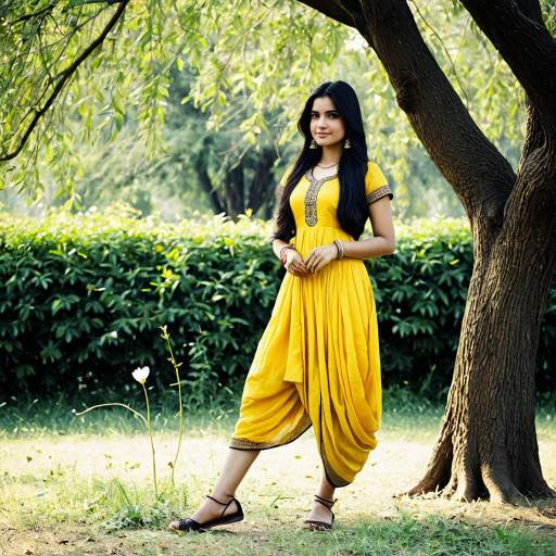 Girl in Yellow Frock Dhoti Salwar