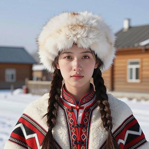 Traditional Eskimo Costume Portrait in Nature