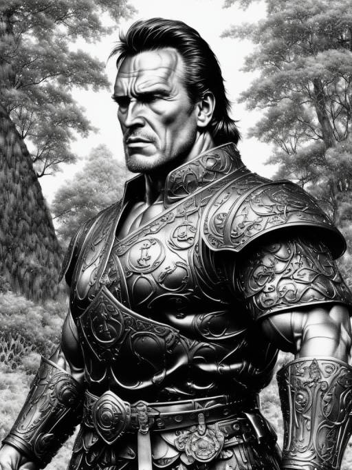 Arnold Schwarzenegger in Manga Style Armor