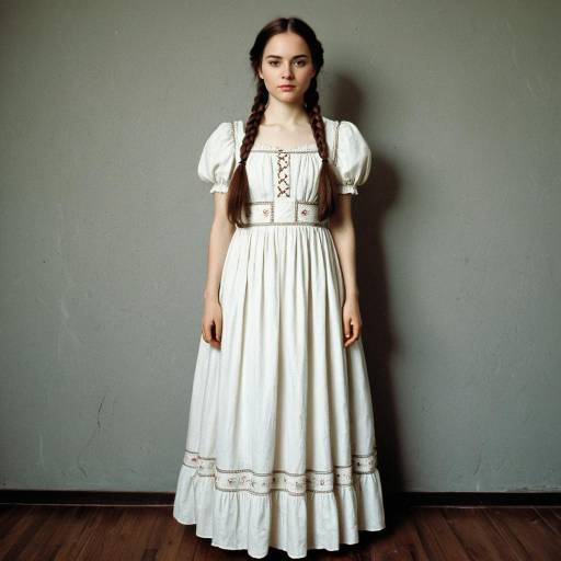 Elegant Girl in White Renaissance Dress