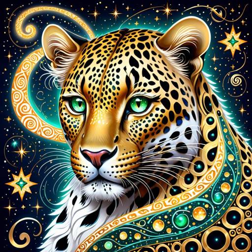 Mystical Leopard Under Starry Night Sky