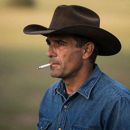 Serious Middle-Aged Man in Cowboy Hat