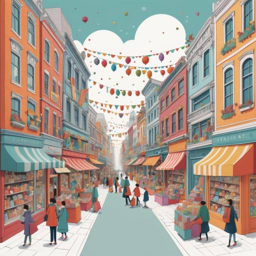 Vibrant City Street Shopping Scene