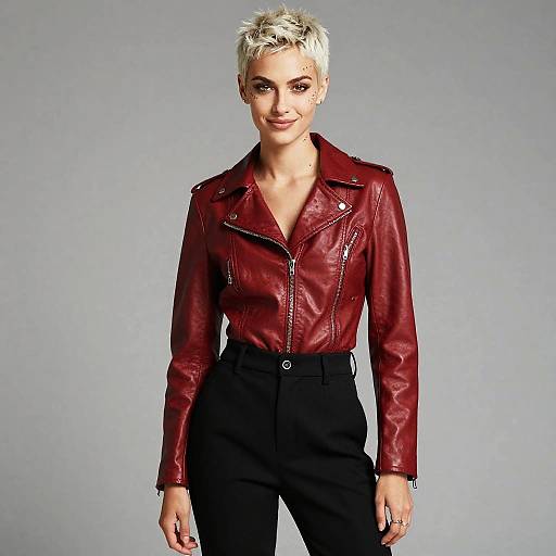 Androgynous Model in Crimson Leather