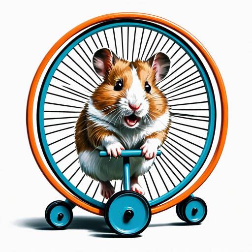 Energetic Hamster Running on Colorful Wheel
