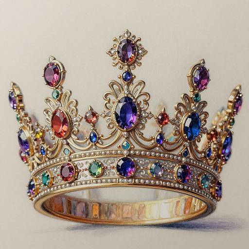 Hyper-Realistic Jeweled Crown Drawing