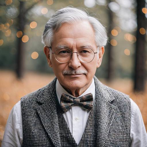 Elderly Man in Tweed Vest and Bow Tie