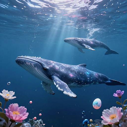 Ethereal Sky-Whales in Velvety Ocean