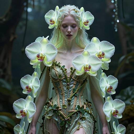 Bioluminescent Orchid Guardian Portrait