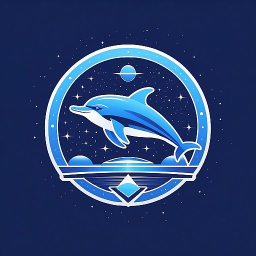 Retro Space Dolphin Award Logo Design Retro Space Dolphin Award Logo Design