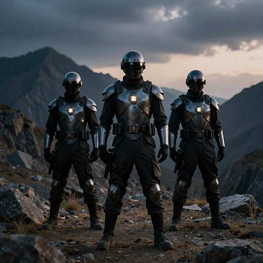 Triangular Armored Soldiers with Glowing Visors