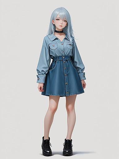 Casual Light Blue Denim Shirt Dress