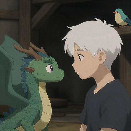 Enchanting Boy and Dragon Encounter