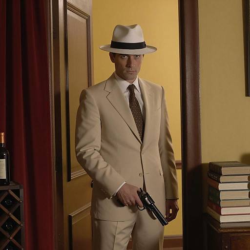 Mysterious Man in Beige Suit