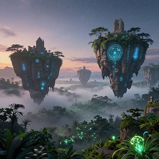Floating Islands in Mystical Twilight