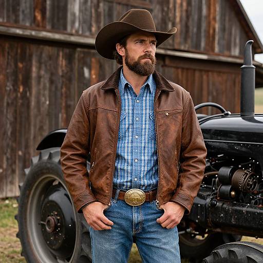 Rugged Cowboy by Rustic Barn