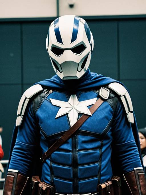Man in Blue and White Sci-Fi Cosplay Costume
