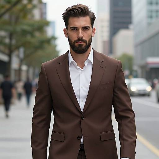 Handsome Bearded Man in Urban Suit