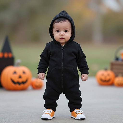 Newborn Boy in Halloween Hoodie