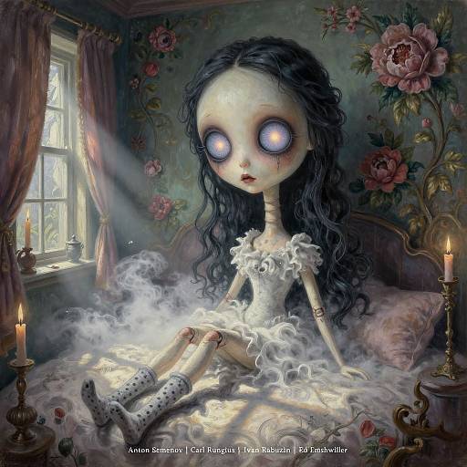 Surreal Gothic Doll in Rococo Glow