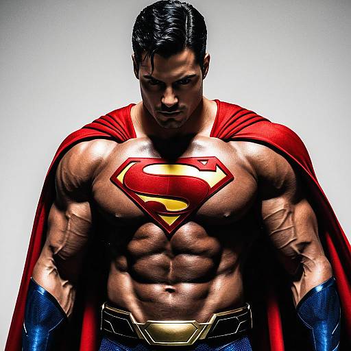 Muscular Superman with Red Cape
