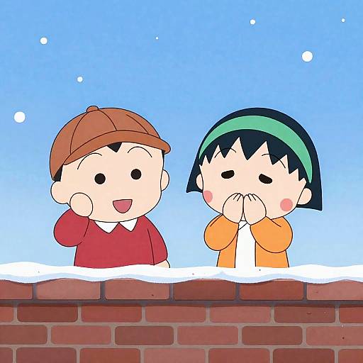Children Enjoying a Snowy Day