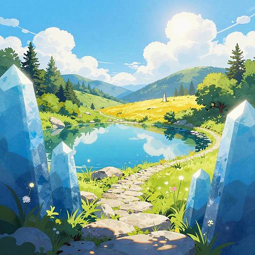 Crystal-Clear Mountain Lake Landscape