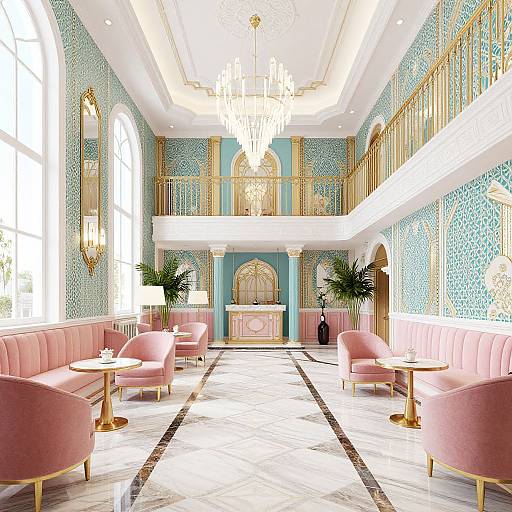 Art Deco Boutique Hotel Lobby Render