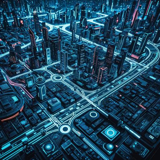 Futuristic Neon Cityscape Map