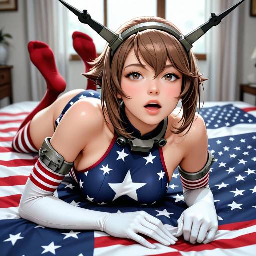 Heartfelt Girl in American Flag Attire