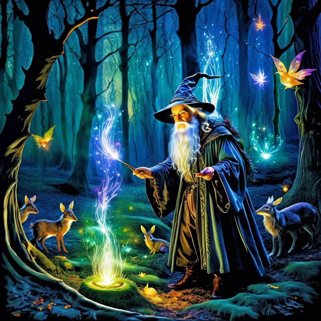 Enchanted Wizard in Mystical Forest