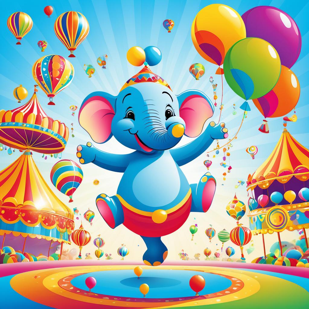 Joyful Circus Scene with Playful Elephant