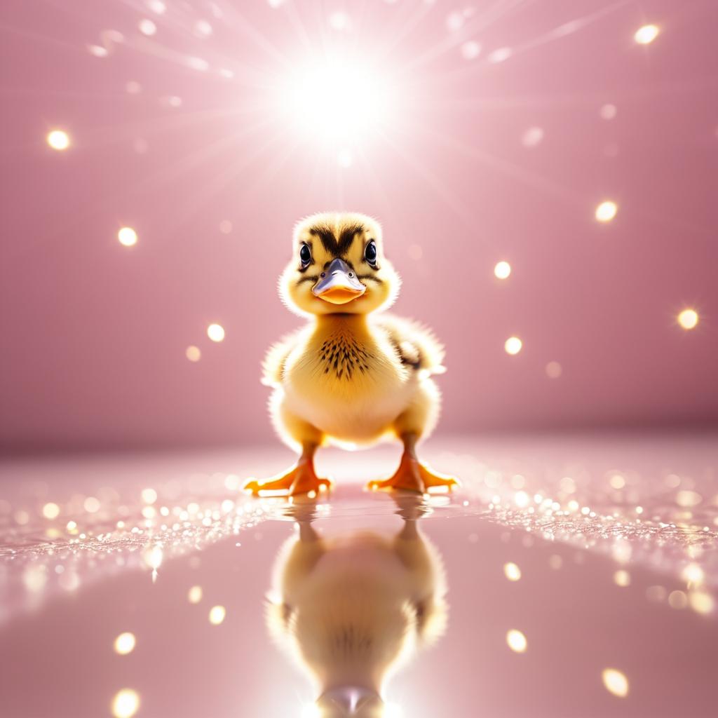 Whimsical Duckling Close-Up in Glitter