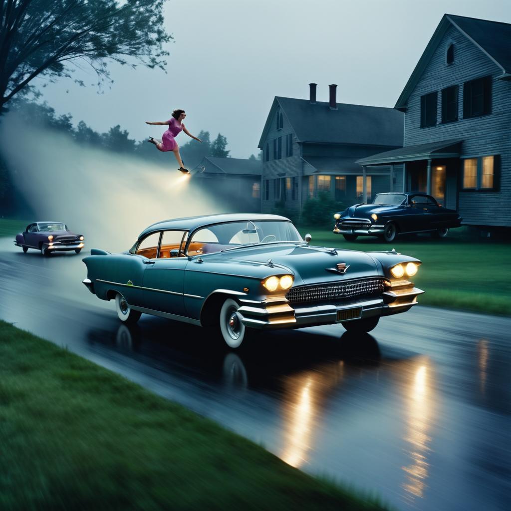 Vintage Car Woman in Air Photograph