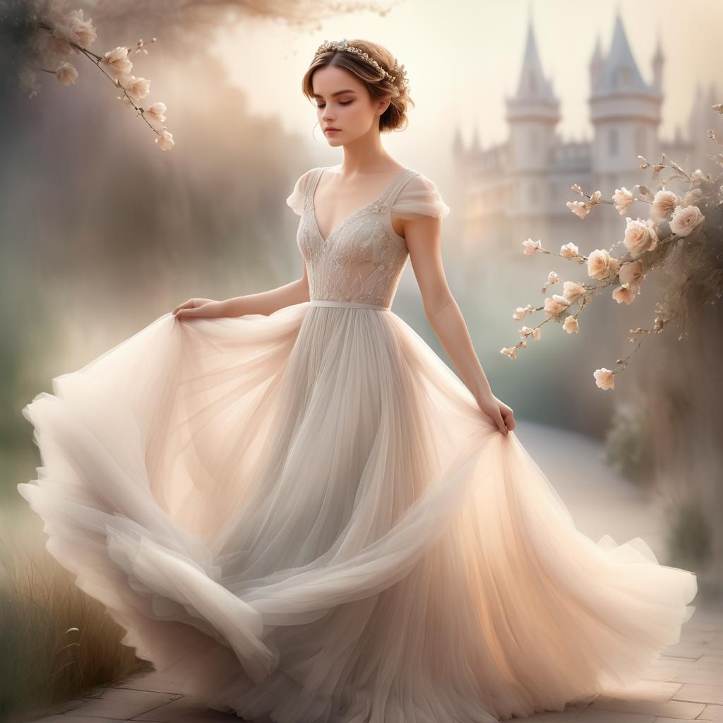 Ethereal Fashion Illustration of Emma Watson