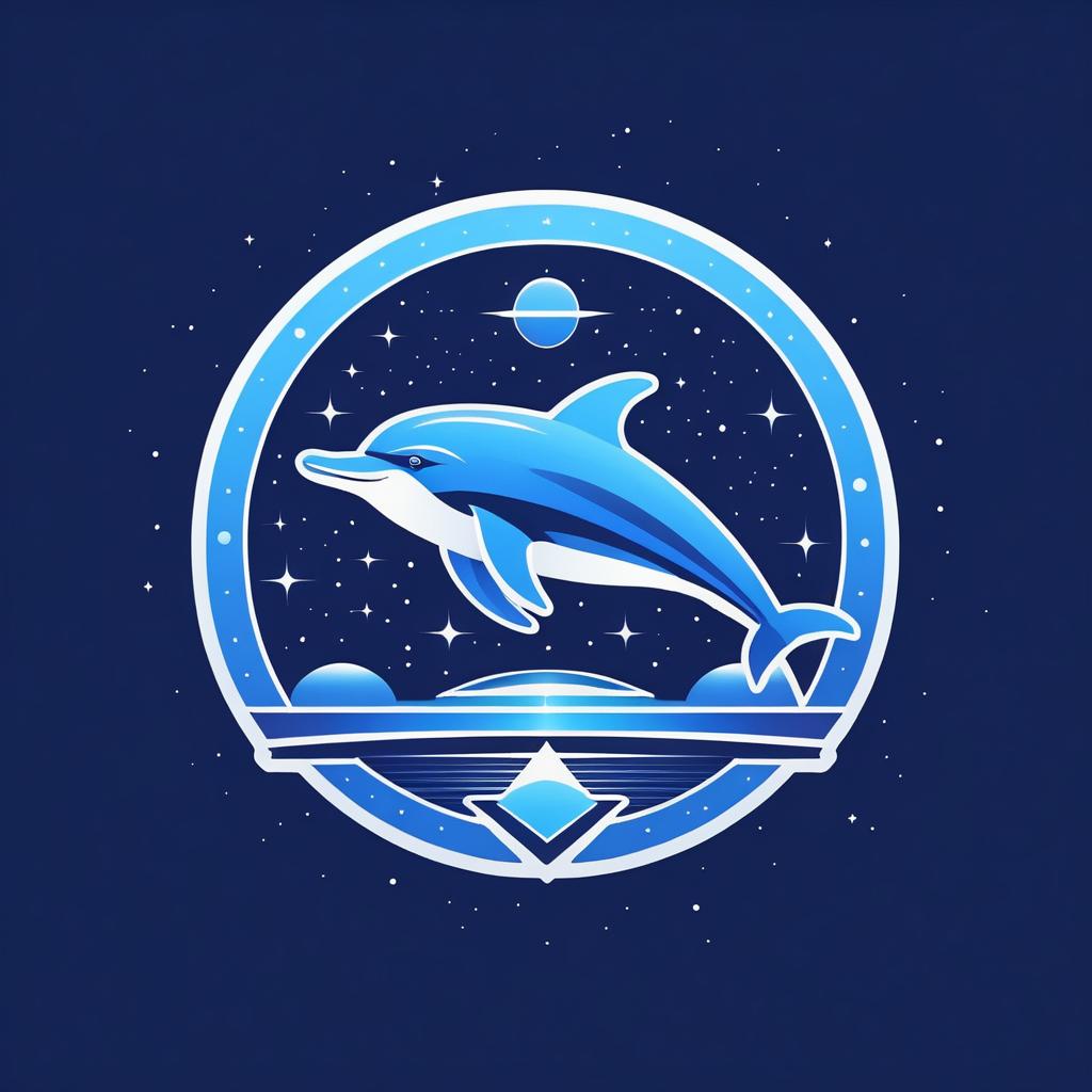 Retro Space Dolphin Award Logo Design