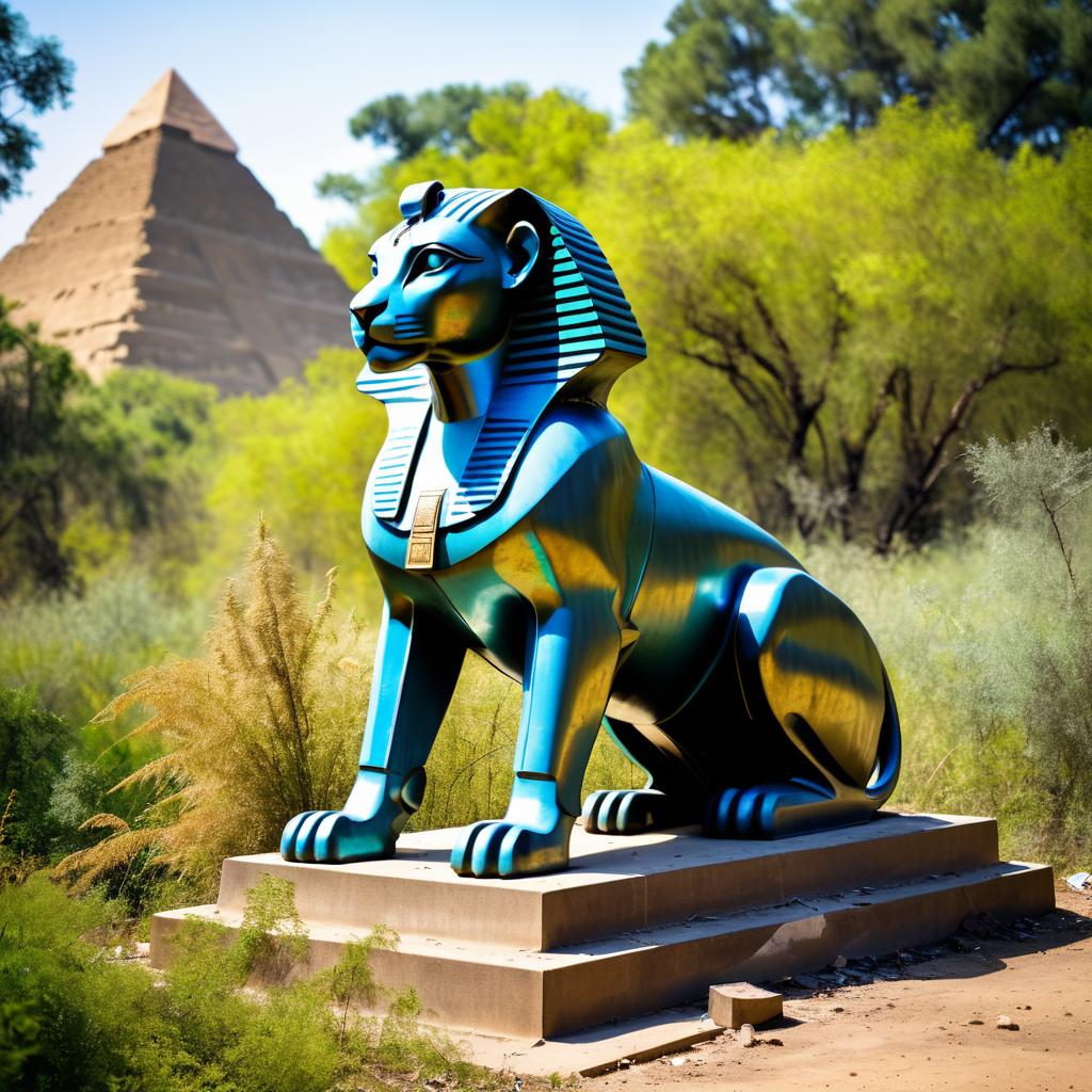 Abandoned Art Deco Sphinx in Ruins