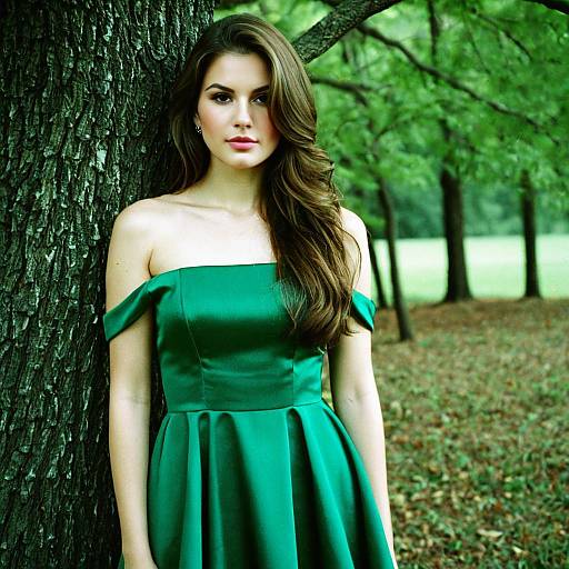 Elegant Girl in Emerald Green Dress