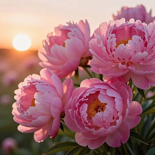 Pink Peonies at Sunset HD Wallpaper