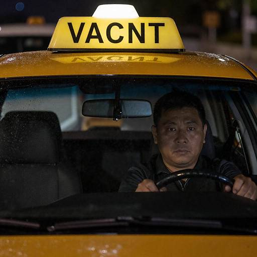 Moody Nighttime Taxi Driver Portrait