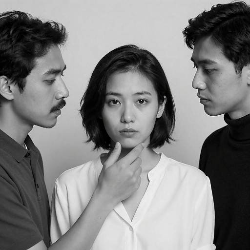 Intimate Black-and-White Portrait of Three