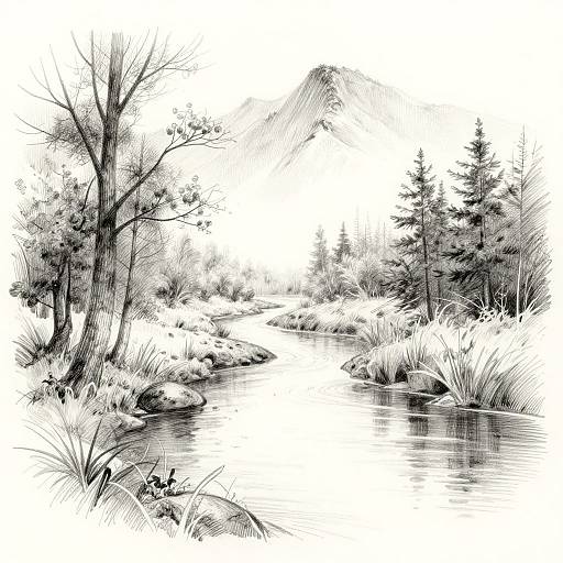 Serene Nature Sketch Transformations