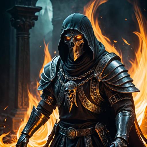 Dark Armored Warrior with Fiery Eyes
